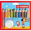 STABILO - Matita colorata Multi-Funzione - woody 3 in 1 | Astuccio da 10, Colori assortiti