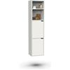 Muebles Pitarch | Colonna da bagno sospesa con fissaggi inclusi, armadietto da bagno con 4 ripiani, 2 porte, Bianco, 150x36,5x30cm , mobile ausiliario, Moderno