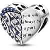 Unique Charm Cuore Always a Part of Me in Argento 925 con Ali e Incisione per Pandora