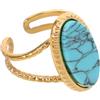 BESPORTBLE Anello Turchese Vintage Dorato Pietra Blu Ovale Anello Impilabile Boho Donna per Matrimoni e Feste Resistente allo Sbiadimento Stile Occidentale Elegante