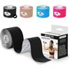 Mobiclinic®, Kinesiotape, Benda Elastica Autoadesiva, 5m x 5cm, Tape Sportivo, Alleviamento del Dolore Muscolare, Bendaggio Kinesiologico, Diverse Zone, Nastro, Face Taping Viso, Nero