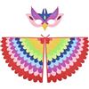 URAQT Uccello Feltro Costume, 2Pz Gufo Ali di Pavone Set Cosplay, Mantello Colorato e Maschera in Feltro per Bambini Ragazze Balli Halloween Feste in Maschera