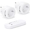 conecto® Set di prese wireless: 2 prese wireless e 1 telecomando, uso interno, 2300 watt, design compatto, bianco