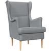 SKTQYQO Poltrona Grigio Chiaro Tessuto 65x79x100 cm | Cuscino sedile rimovibile, struttura metallo e legno, schienale alto, per soggiorno camera da letto