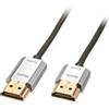 Lindy - Cavo HDMI 2.0 Cromo Slim 3 Metri, Cavetto High Speed 4k@60Hz 18G 3D 1080p HDCP 2.2 HDR Certificato Arc, CEC, ATC | Compatibile con TV, Monitor, Xbox, PS4, PS5, Blu-Ray, Soundbar con Ethernet