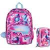 Zaino Scuola SJ Seven Gang Ever Pink Beat Doppio Scomparto + Astuccio 3 Zip