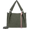 Fritzi aus Preussen Fritzi Sue03 Suede Jacky Soft Shopper Borsa Shopper Ecopelle Donna Grande Tote Vegana con Ciondolo Cordoncino Chiusura Zip 28,5 x 40 x 12 cm - Antracite - Verde - Marrone - Grigio-Blu