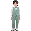 Generisch Tuta da battesimo per ragazzo 62 ragazzi gilet tuta 3 pezzi vestito smoking set per bambini vestito formale per ragazzi con gilet e pantaloni maglione, verde, 3-4 Anni