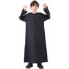 Generisch Retro Gaming arabo, thobe, musulmano, caftano a maniche lunghe, abito a girocollo, abito nazionale, abito ricamato a maniche lunghe, per adolescenti, camicie, ragazzi 92, Nero , 11-12 Jahre