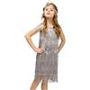 Generisch Libri Per 11 Anni Ragazze Abito Flapper Ragazze Paillettes Frange, Vestito da ballo Latino Americano Nappa Vestito Tango, Costume da sala da ballo con Piuma Fascia Vestiti per Bambini