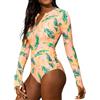 Generisch Costume da bagno sportivo con imbottitura, a maniche lunghe da surf, costumi da bagno stampati, da donna, in neoprene con cerniera, costumi da bagno sono popolari pantaloni morbidi da donna