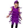 Generisch Libri Per 11 Anni Ragazze Abito Flapper Ragazze Paillettes Frange, Vestito da ballo Latino Americano Nappa Vestito Tango, Costume da sala da ballo con Piuma Fascia Vestiti per Bambini