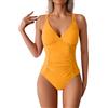 Generisch Body da donna con scollo a V profondo, viola, giallo., S