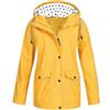 Generisch -Impermeabile con cappuccio Giacca a vento leggera a maniche lunghe con chiusura lampo con coulisse impermeabile con tasche Cappotto invernale leggero da donna, giallo., S