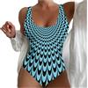 Generisch Bikini giallo ferretto modellante, scollo a U, a righe, stampato, costume da bagno sportivo, costume da bagno con spallacci larghi costume da bagno donna viola, Blu, XL