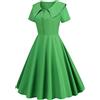 Generisch Summer Dress da donna, per feste, casual, tinta unita, a maniche corte, anni '50, casalinga, serata, abito da sera, abito da donna