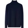 Generisch Dolcevita invernale da uomo, collo alto, slim fit, con abbigliamento casual lavorato a maglia con maglione tinta unita, Blu marino, 3XL