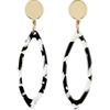 Bello London Clip su orecchini - placcato oro con acrilico bianco e nero - Ebbi W di Bello London