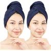 Hammetex Turbante Capelli Donna Set da 2 - Asciugamano per Capelli in 100% Cotone - Certificato OEKO-TEX - Molto Assorbente, Asciuga Rapidamente i Capelli - Turbante con Bottone