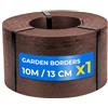 DOJA Barcelona Bordo Giardino Flessibile DOJA Barcelona - 13cm x 10m - Marrone - Effetto Legno Alta Flessibilità, Facilmente Tagliabile, Bordatura per Giardino Plastica Versatile, Aiuole, Prati, Cordolo Modulabile