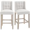 HOMCOM Set di 2 sgabelli da bar moderne sedie da cucina sgabelli da bar per cucina con schienale basso in lino tocco gomma legno beige 47 x 50 x 101 cm