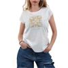 Yes Zee T-Shirt M/M Bianca Stampe Beige/Oro Donna