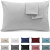Poligino Federe Cuscini Letto Matrimoniale 50x70cm, Set 2 Federe Oeko-TEX in Premium Microfibra 110GSM con Invisibile Cerniera, Morbida e Traspirante, Ipoallergenica - Grigio Chiaro
