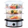 Sonstige alpina Steam Cooker elettrico 800W - Multicooker a 3 strati - Vapore per alimenti senza BPA e lavabile in lavastoviglie - Pronto all'uso da 0 a 60 minuti - Capacità 9L - Grigio
