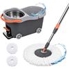 Relaxdays Set Mop, secchio 16 L con centrifuga e carrello pedale, grigio