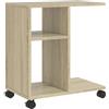 vidaXL Tavolino con Ruote Rovere Sonoma 50x30x55 cm Legno Multistrato