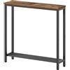 YATINEY Consolle Ingresso, Tavolo da Ingresso, Tavolo Console Stretto a 2 Livelli, Tavolino Dietro Divano, con Struttura in Metallo, per Soggiorno, Corridoio, Marrone Vintage e Nero XCT03BR
