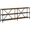 vidaXL Tavolo Consolle Rovere Fumo 200x30x75cm Legno Multistrato Ferro