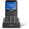 Panasonic KX-TU155EXBN Cellulare per Anziani, Pulsante SOS, Pulsanti Grandi, Compatibile Apparecchi Acustici, Bluetooth, Radio FM, Fotocamera, Base di Ricarica, Nero