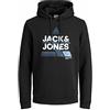 JACK & JONES Maglione con Cappuccio in Pile con Logo corporativo Herren Corp Logo Sweat Hood Classic, Manica Lunga., Colore:Nero-4, Dimensione Maglia:XXL