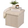 Relaxdays Pouf, pieghevole, con vano portaoggetti, velluto a coste, beige