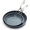 GreenPan Valencia Pro Set di padelle da 20 cm e 26 cm in ceramica dura anodizzata e antiaderente, senza PFAS, a induzione, lavabili in lavastoviglie, resistenti al forno, grigio