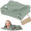 Medi Partners Coperta di Mussola per Neonata 75x100cm Copertina Neonato per lettino - 100% Cotone Mussole naturale Blanket Neonati Invernale Estate Carrozzina Bambino (Oliva)
