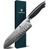 SANMEIHO Coltello Santoku Giapponese 20cm Acciaio in Polvere | Coltello Cucina Coltello da Chef Professionale Alto Carbonio 63 HRC Ultra Affilato Multiuso, Manico Ergonomico Pakkawood