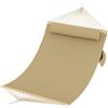 Garvee Amaca Matrimoniale da Giardino Imbottita con Barre in Legno e Cuscino, Portata 204kg, 200x140cm, Amaca Doppia per Esterno, Interno, Terrazza e Campeggio, Marrone