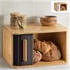 Praknu Portapane Moderno in Legno FSC® Piccolo con Porta Scorrevole - Cassetta Portapane da Cucina 33 x 23 cm - Salva spazio - per Mantenere Il Pane Croccante - Nero