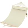 Garvee Amaca Matrimoniale da Giardino Imbottita con Barre in Legno e Cuscino, Portata 204kg, 200x140cm, Amaca Doppia per Esterno, Interno, Terrazza e Campeggio, Bianco Sporco