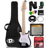 Pyle Chitarra elettrica Pyle per bambini con amplificatore, mini strumento da 76 cm con amplificatore da 10W e accessori completi, PEGKT30 nero