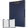 Elalove Cartellina Porta Documenti A4 con Pinza Doppia, Portablocco A4 con Copertina, Cartelletta Porta Documenti in Plastica Antigraffio, Blu