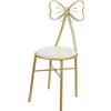 GALPADA Sgabello Trucco Schienale a Fiocco, Sedia Vanity Bianca | Metallo, Design Moderno ed Elegante, Seduta per Nail Salon e Camera da Letto, Doppie Barre Inferiori