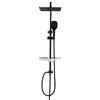 Görbach Colonna Doccia senza Miscelatore, Colonna Doccia Acciaio Inox con Saliscendi Doccia Altezza Regolabile 74-114cm, Set Doccia a Pioggia con Doccetta e Mensola, Soffione 20x20cm, Nero