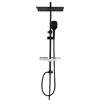 Görbach Colonna Doccia senza Miscelatore, Colonna Doccia Acciaio Inox con Saliscendi Doccia Altezza Regolabile 74-114cm, Set Doccia a Pioggia con Doccetta e Mensola, Soffione 30x30cm, Nero