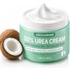 Grocerism Crema Urea 50% per piedi Spessore massimo 150 grammi con cocco e 2% acido salicilico, crema piedi e mani con acido ialuronico, tea tree e aloe vera per umidificazione profonda, calli
