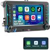 XVDXVC Autoraido with Wireless CarPlay and Android Auto for VW Golf 5 6 Polo T5 Passat Touran Seat Skoda, 2Din 7Inch with Phone Navigation GPS, RDS/FM/AM, Mirror Link, Bluetooth, Touch Display, NOT Android