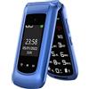 CHAKEYAKE Telefono cellulare pieghevole con tasti grandi, doppio display 2,4 pollici, pulsante SOS, torcia