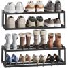 HOOBRO Scaffali da Parete per Scarpe, Set di 2 Porta Scarpe a Muro in Metallo, Compatto, per 12-16 Paia, Scarpiera da Parete per Ingresso, Armadio, Piccoli Spazi, Nero EBK44XJP201